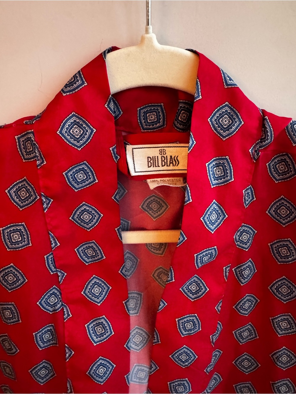 Vintage Bill Blass Red Printed Long Kimono Robe Duster - Picture 6 of 7